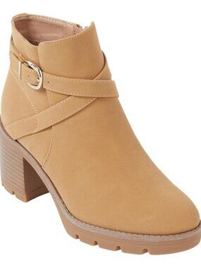 Naturalizer Madalynn Camel Brown Buckle Ankle Boots Women 11 Wide NWT